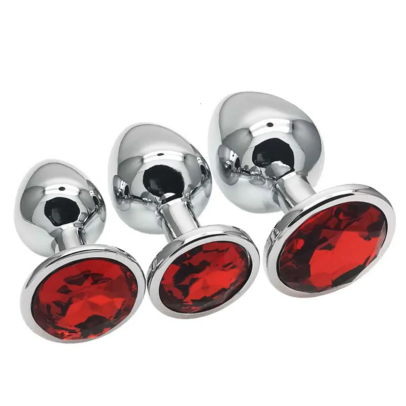 Zestaw 3 metalowych silikonowych diamentowych zatyczek analnych z seks-zabawkami dla kobiet i mężczyzn, par i dorosłych._voghion.com