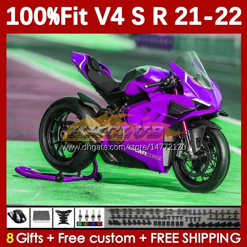 Motocicleta Bodywork para Ducati Street Fighter Panigale V4S V4R V 4 V4 S R 21 22 2021 2022 Corpo 167NO.74 V-4S V4-R V-4R V4-S 2018-2022 Moldagem de injeção Estoque roxo