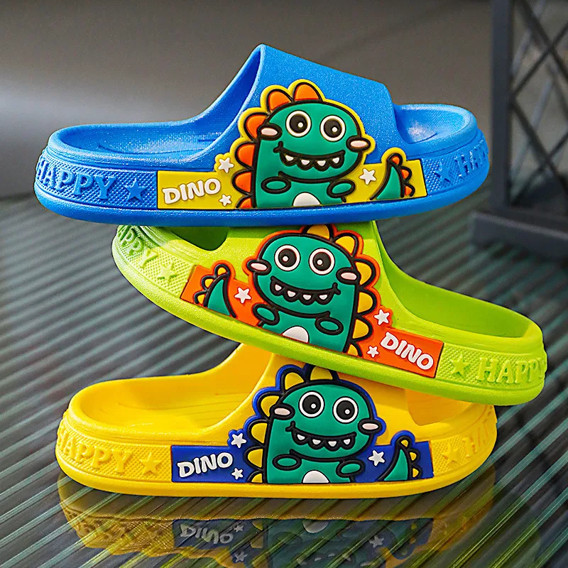 Slipper 2 To 12 Years Children Slippers Boys Cartoon Dinosaur Summer House Shoes Pantuflas Infantil Girls Bathroom Nonslip Kids Slides 230328