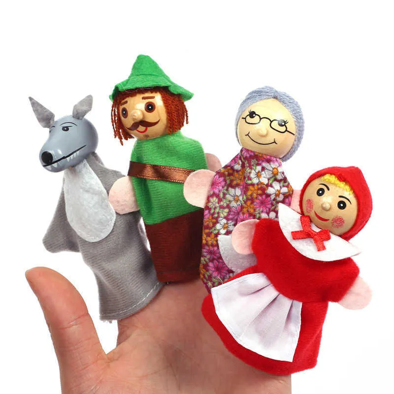 12 -stcs Baby Tell Story Finger Puppets Zet drie varkens Mermaid Castle Princess Cartoon Theatre Role Play Educatief speelgoed voor kinderen geschenken