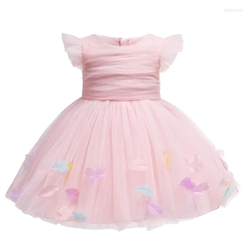 Девушка платья розовым цветочным крещением первое платье первого дня рождения для детской одежды для малышей