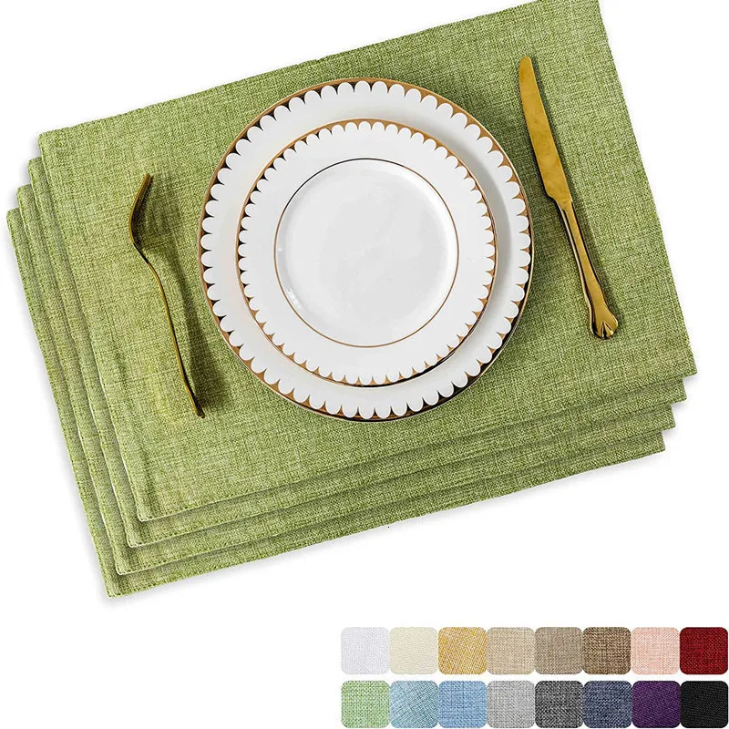 Mats Pads Placemat Conjunto de 4 6 Lavagem de Lugar S Curlap de linho Faux resistente ao calor para a mesa de jantar cozinha 230327