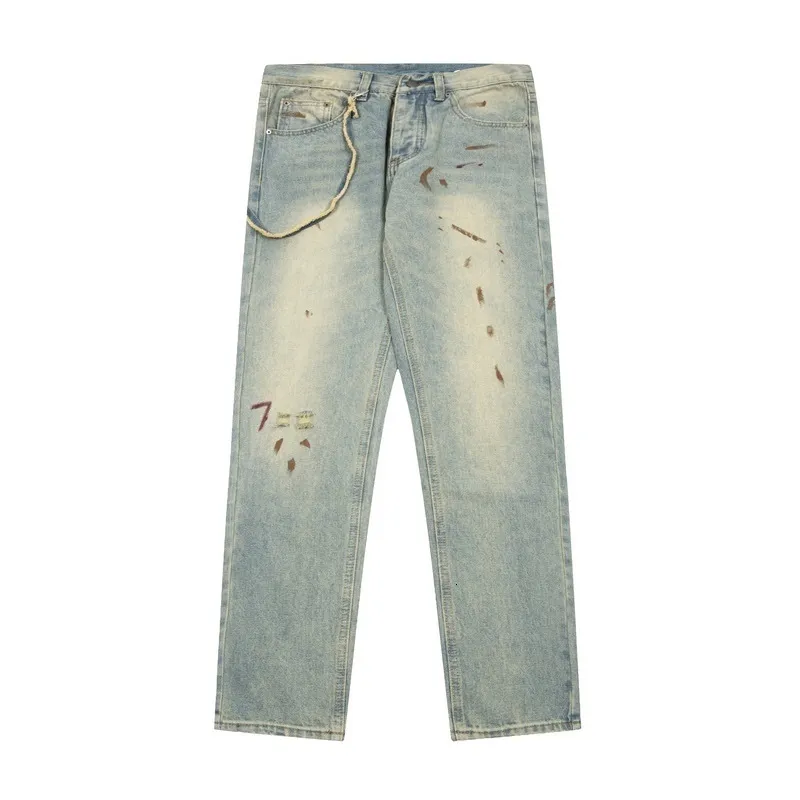 Pantalons pour hommes Marque de mode Jeans taille haute jambe droite stretch denim qualité vintage trou patch pour hommes femmes 230328