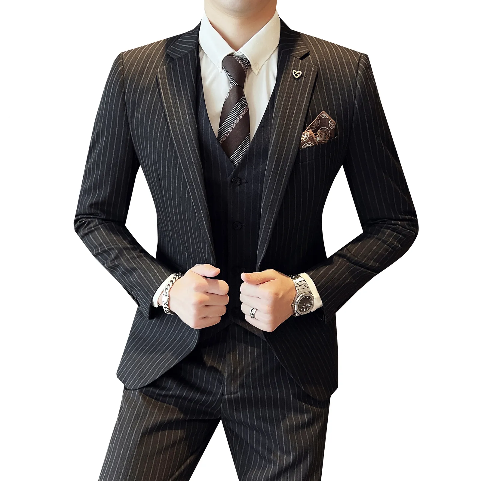 Men's Suits Blazers High Quality Blazer Vest Trousers Men's British Style Senior Simple Business Casual Wedding Gentlemen's Suit Three Piece 230328