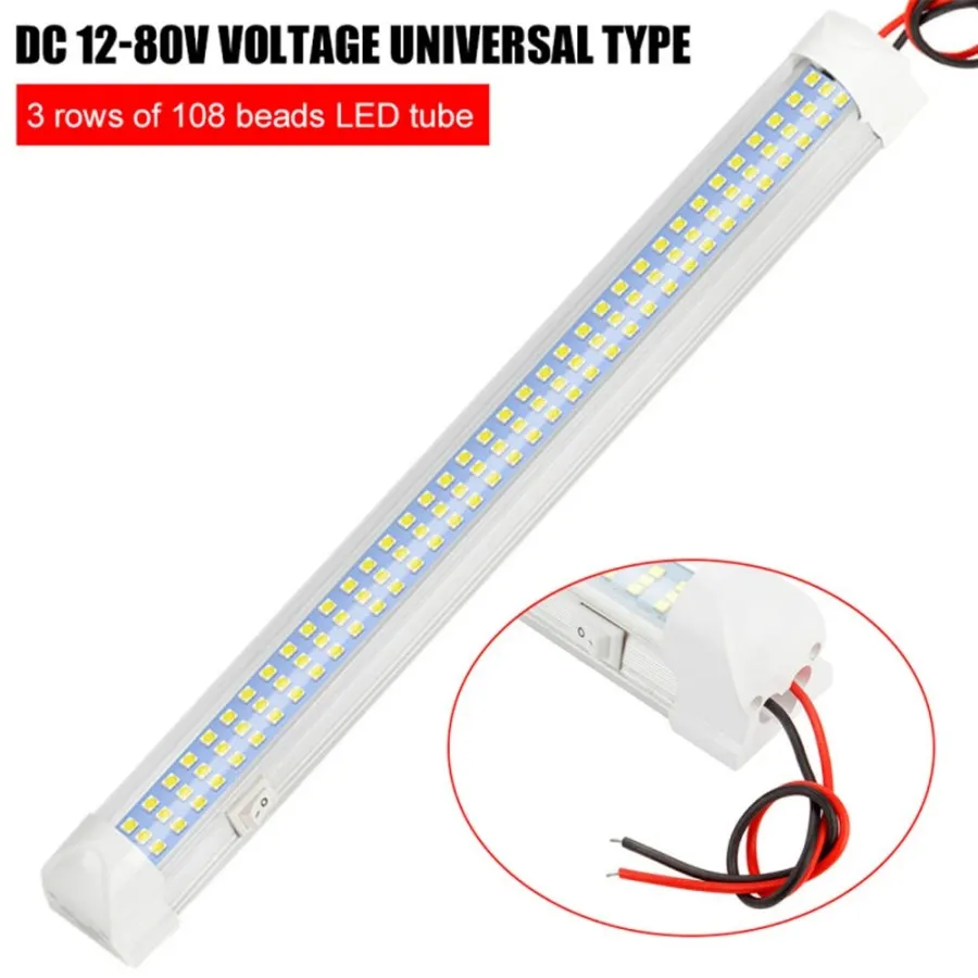 Premium 108 LED Car Interior Light Bar - 12V White Light Tube for Van ...