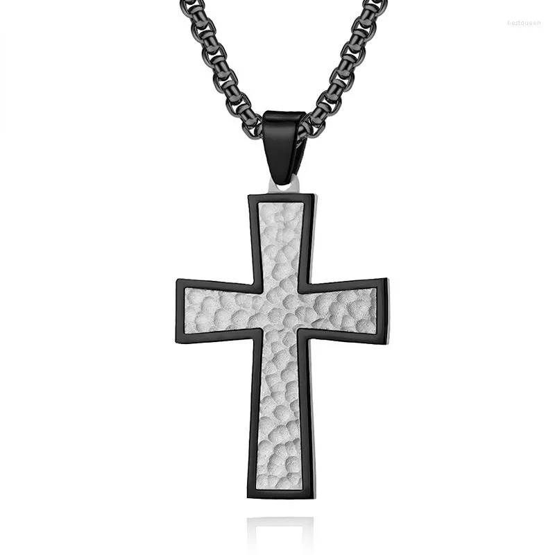 Chains Personalied Tainless Steel Necklace For Men Black Blue And Gold Color Cross Small Religious Jewelry