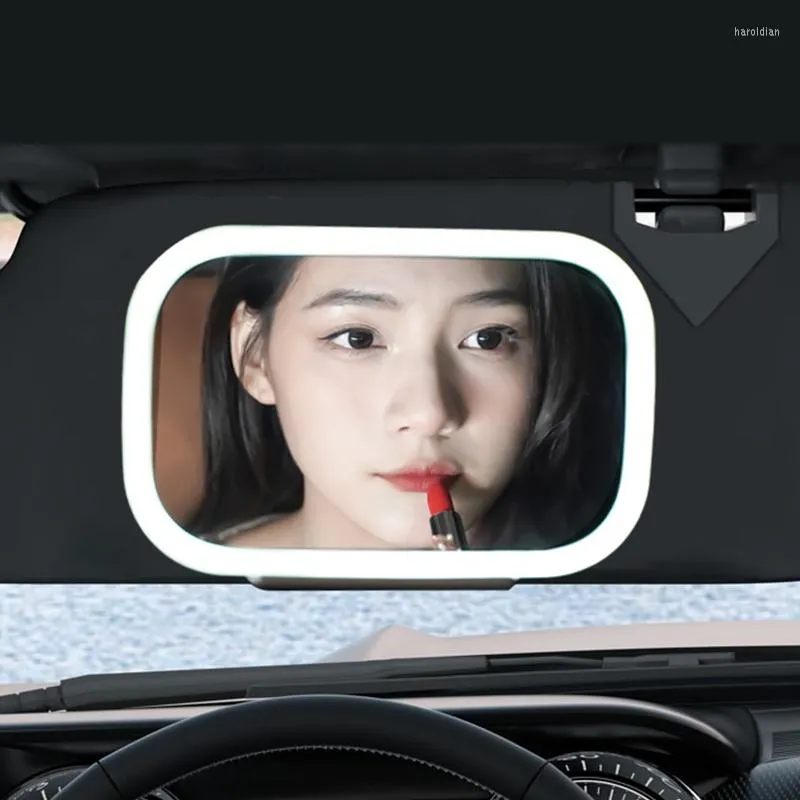 Interior Accessories Car Sunshade Mirror Cosmetic Set With Type 3 LED Built-in Lighting Lithium Battery Touch Charging Sensor