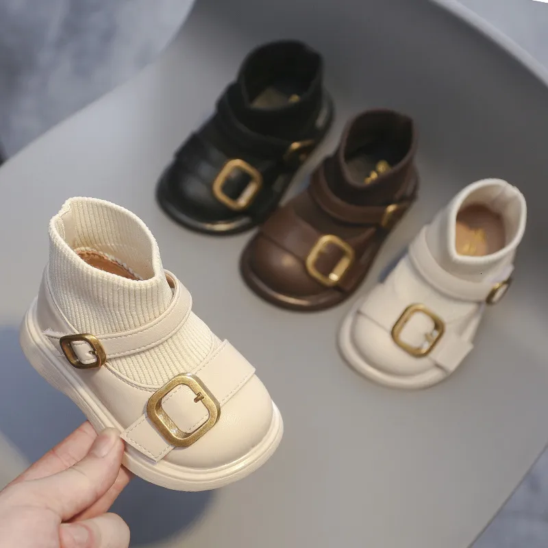 First Walkers Sepatu Bot Bayi Perempuan Anak anak Musim Gugur Dingin Balita Rajutan Kasual Luar Ruangan Alas Lembut 230328