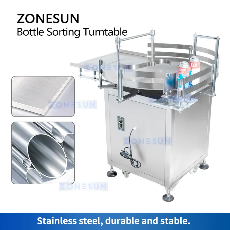 ZONESUN – plateau tournant rond pour débrouiller les bouteilles, récipient en plastique et verre, emballage, tri, Table d'alimentation, Machine ZS-LP800