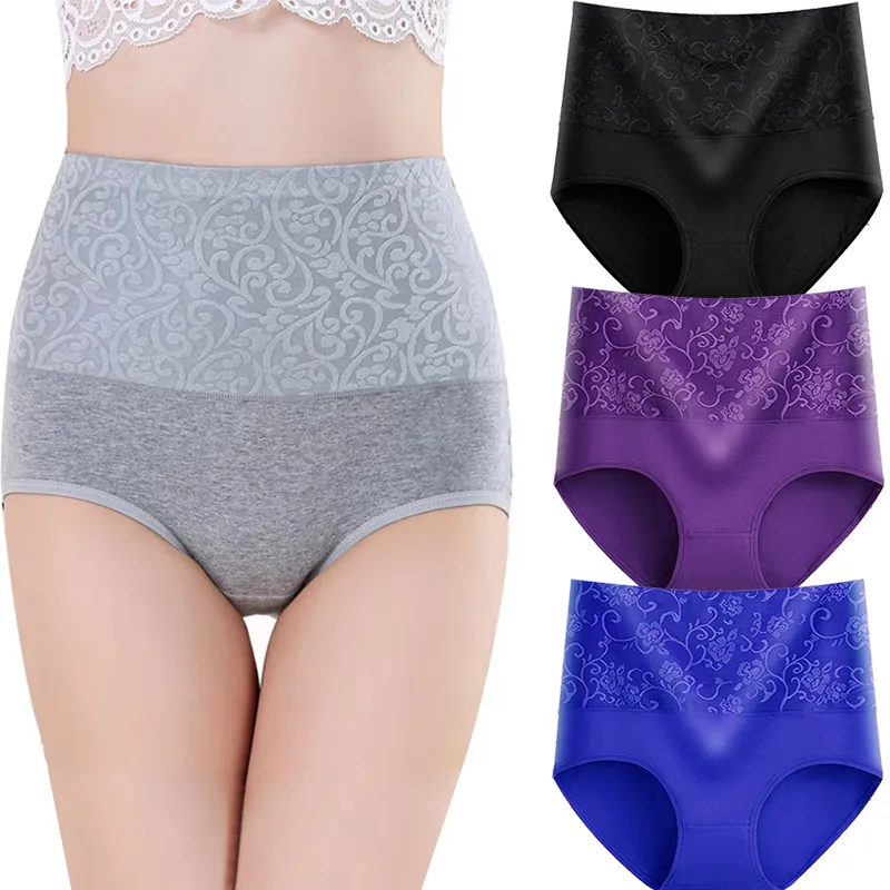 Women's Panties M-5XL Women's Underwear High Waist Abdomen Underwear Cotton Seamless Dress Women's Plus Size Underwear Intimate Women 3PcsLot 230329