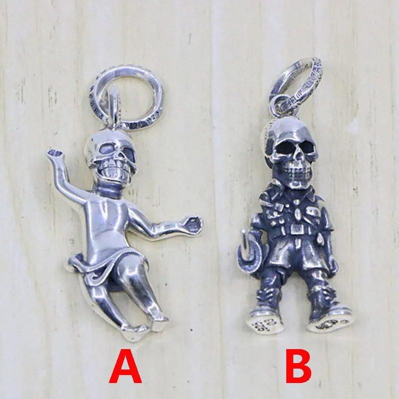 S925 Sterling Silver Pendant Personalized Fashion Simple Couple Creative Skull Man Net Red Hip Hop Punk Style Jewelry Lover Gift