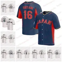 2023 WBC Japan World Baseball Classic Lars Nootbaar 16 Shohei Ohtani Jersey Yu Darvish Seiya Suzuki Roki Sasaki Takuya Kai Shugo Maki Kensuke Kondo Ukyo Shuto