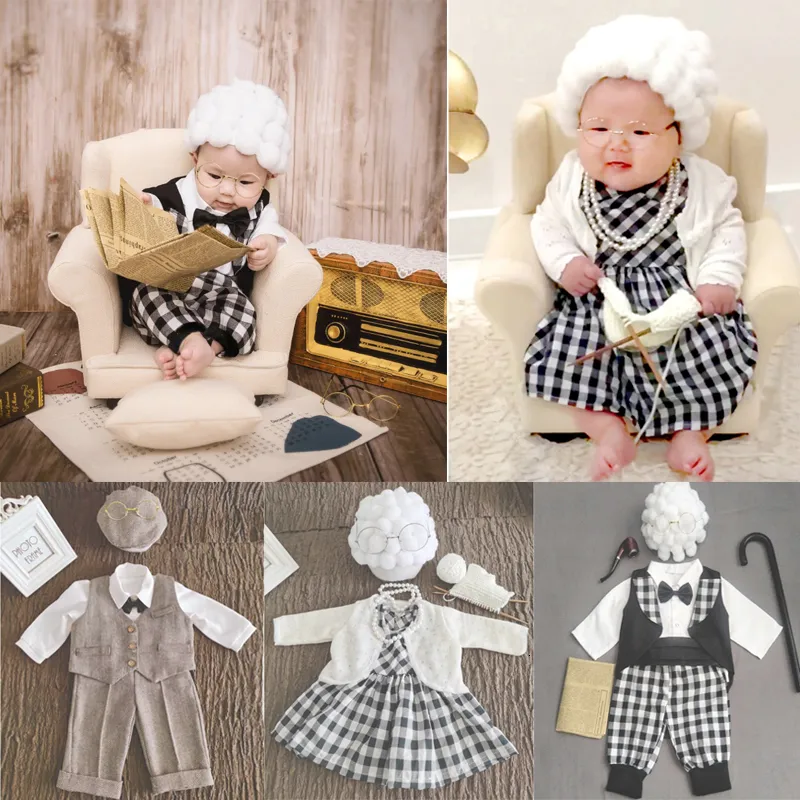 Keepsakes 1 Set grappig geboren baby pography props kostuum baby meisjes cosplay oma kleding po shooting hat outfits drop 230329