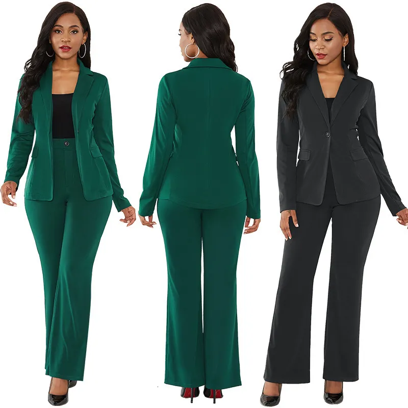 Kvinnors kostymer Blazers Women's Office Set 2PC Long Sleeve Set Pants 2PC Women's Winter Set 230329