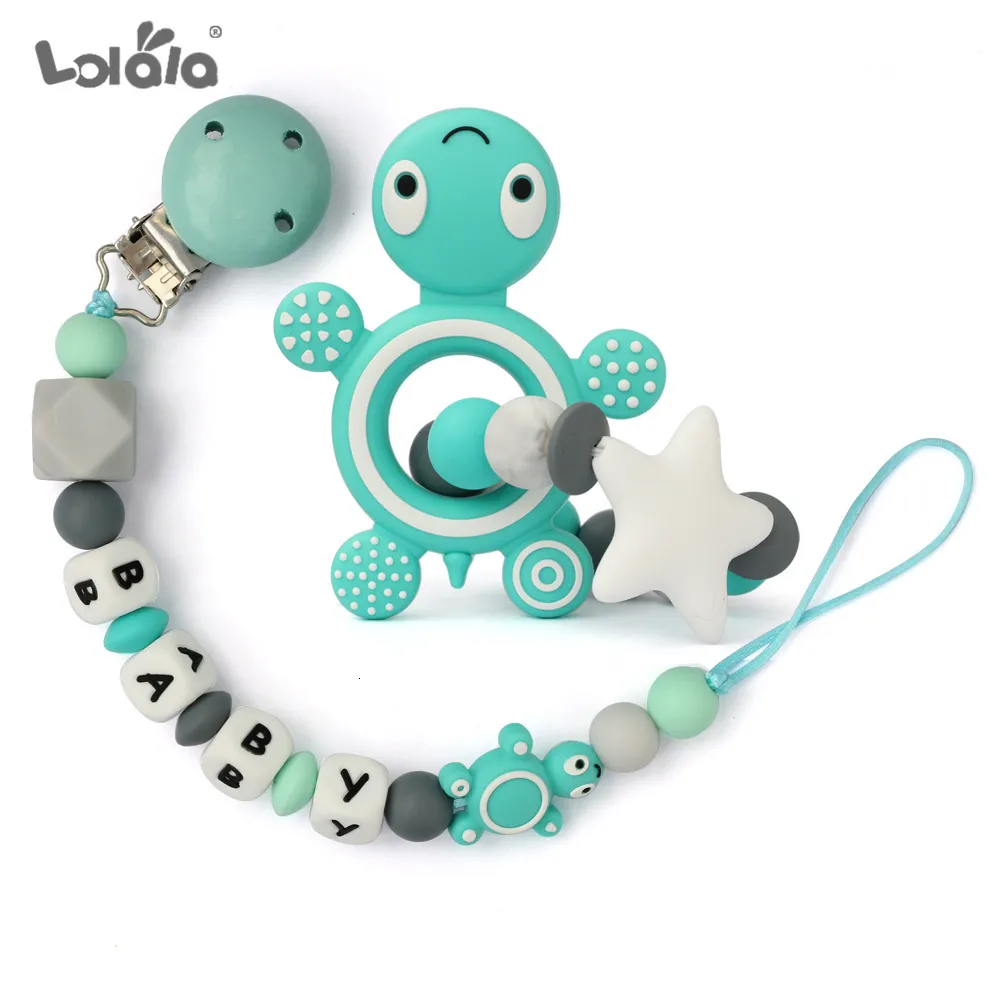 Baby Teethers Toys personalized name Silicone dental pacifier clip without BPA beads Silicone pacifier chain bracket Baby pacifier chewing toy 230329