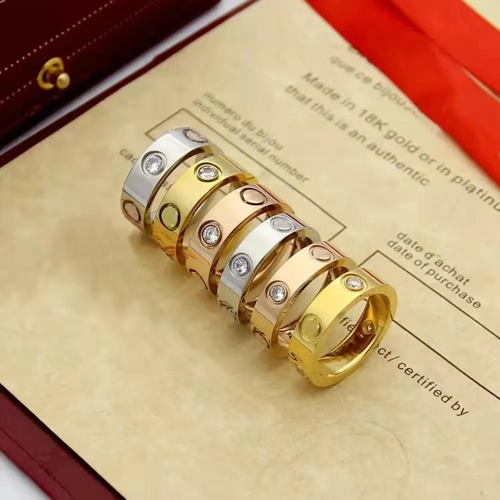 Gold Sier Rose Stainless Steel Love Ring Company With Engraved Letter ...