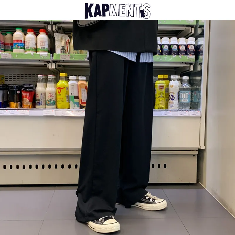 Calças masculinas Kapments Men Macars pernas largas calças de rua largas mola malha masculina preta harajuku sortpants masculino harém casual joggers 5xl 230329