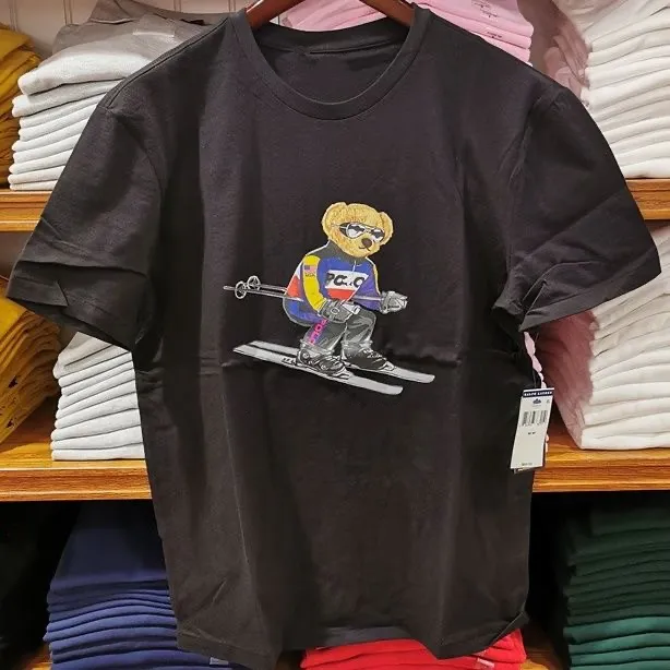 Atacado a mesma camiseta masculina de polos de urso de urso de urso pescoço de manga curta shirt s-3xl