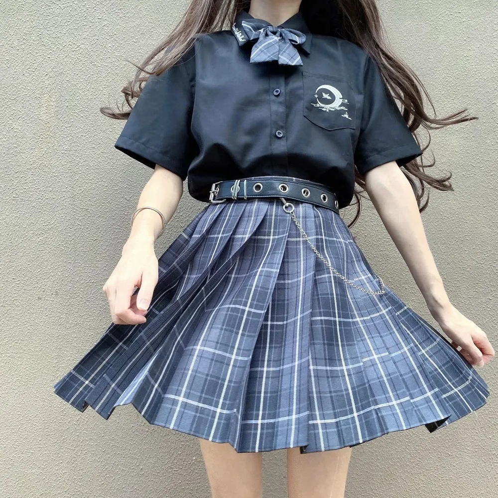 Gonne scozzesi da donna pieghettate mini da donna rosa nero da tennis Goth Y2k stile coreano Faldas School Girl Uniform 230329