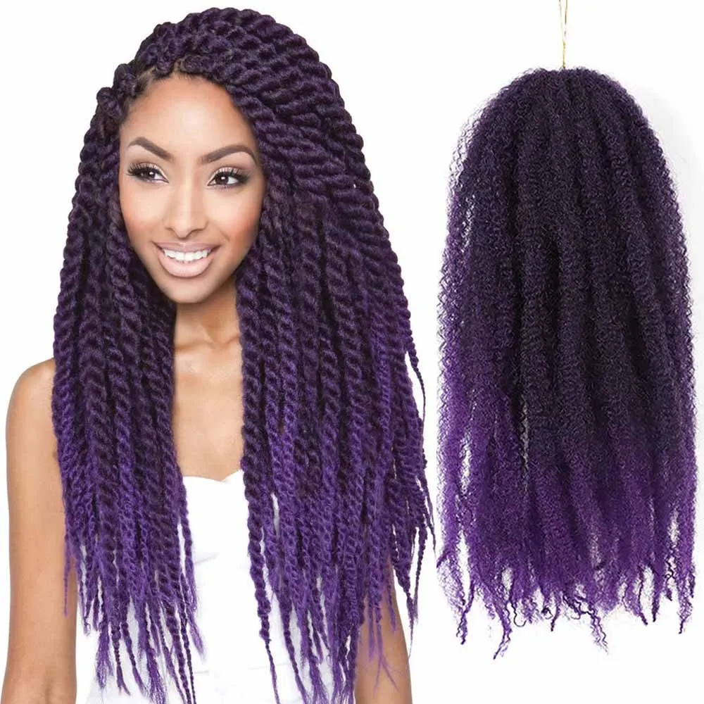 1b roxo marley trança afro kinky pêlos de trança de 18 polegadas 100g fibra sintética Marley Braids