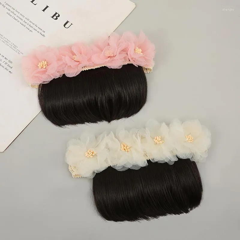 Haaraccessoires Lace Flower Princess Baby Girl Wig Haper Born Kids Girls Elastische hoofdbanden Pography Headwar