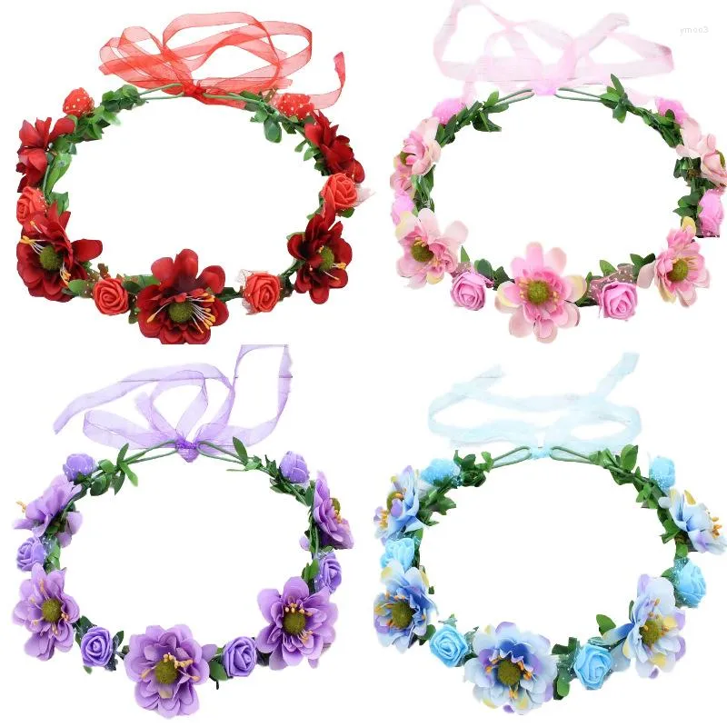 Kopfbedeckungen Europäischer und amerikanischer Haarschmuck Böhmen Simulationsblumen-Stirnband Brautkopfschmuck Seaside Travel Wreath