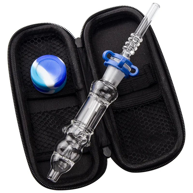 CSYC NC008 물 ​​담뱃대 유리 파이프 가방 세트 10mm 14mm 14mm 쿼터 네일 세라믹 쿼츠 손톱 DABBER 도구 실리콘 항아리 클립 DAB 리그 미니 유리 물 봉 흡연 파이프