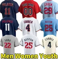 2023 Custom Baseball Jerseys Twins Carlos Correa Byron Buxton Jorge Polanco Max Kepler Joey Gallo Joe Ryan Sonny Gray Jhoan Duran Royce Lewis Vazquez Men Women Youth