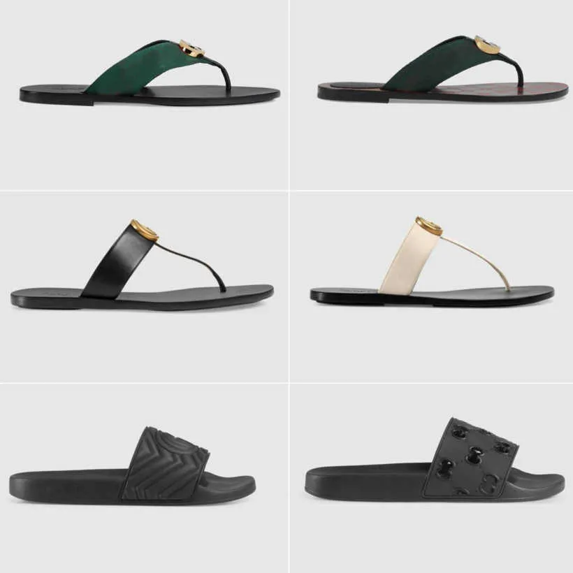 Designertofflor Herr Dam sandaler med Box Dammpåse kort Skor Bloom Web svart blommig Jordgubbstryck Slide Läder Gummiröd Sandal Sommar Flat Slipper 35-45