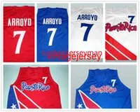 Team Puerto Rico#7 Carlos Arroyo basketball jerseys white red blue Mens Stitched Custom made size S-5XL