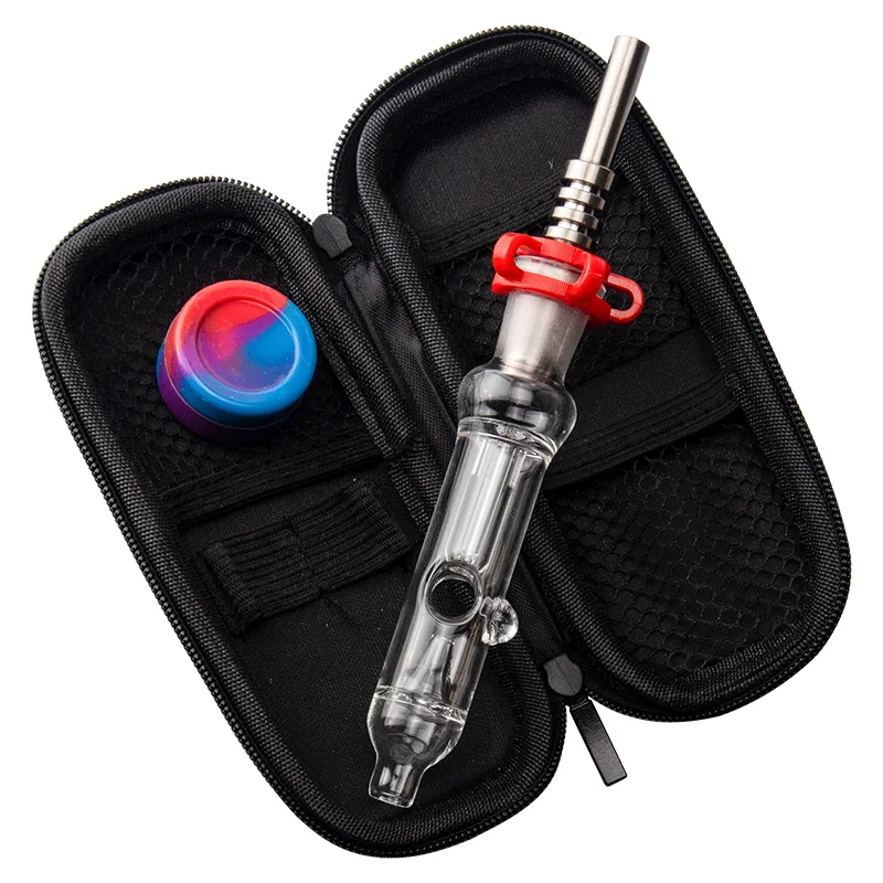 Vaping_Dream CSYC NC018 Glaswasserpfeifen-Beutel-Set 10 mm 14 mm Quarz-Keramik-Nagelclip Dabber-Werkzeug Silikonbehälter Luftloch Recycle Dab Rig Bubbler Pipe