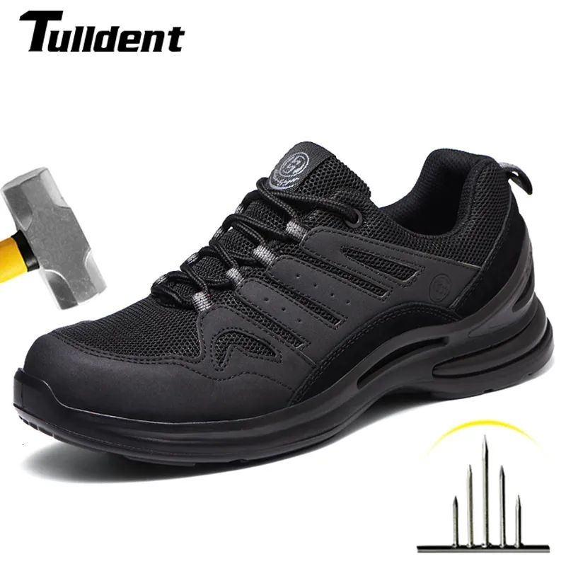 Vestido sapatos de trabalho respirável Segurança antismishing de aço de tampa de aço Mening Sapatos Construção Tênis indestrutíveis Men 230329