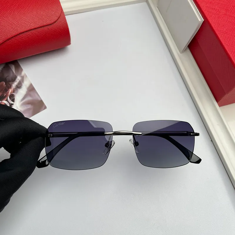 Mens rimless rectangle clearance sunglasses
