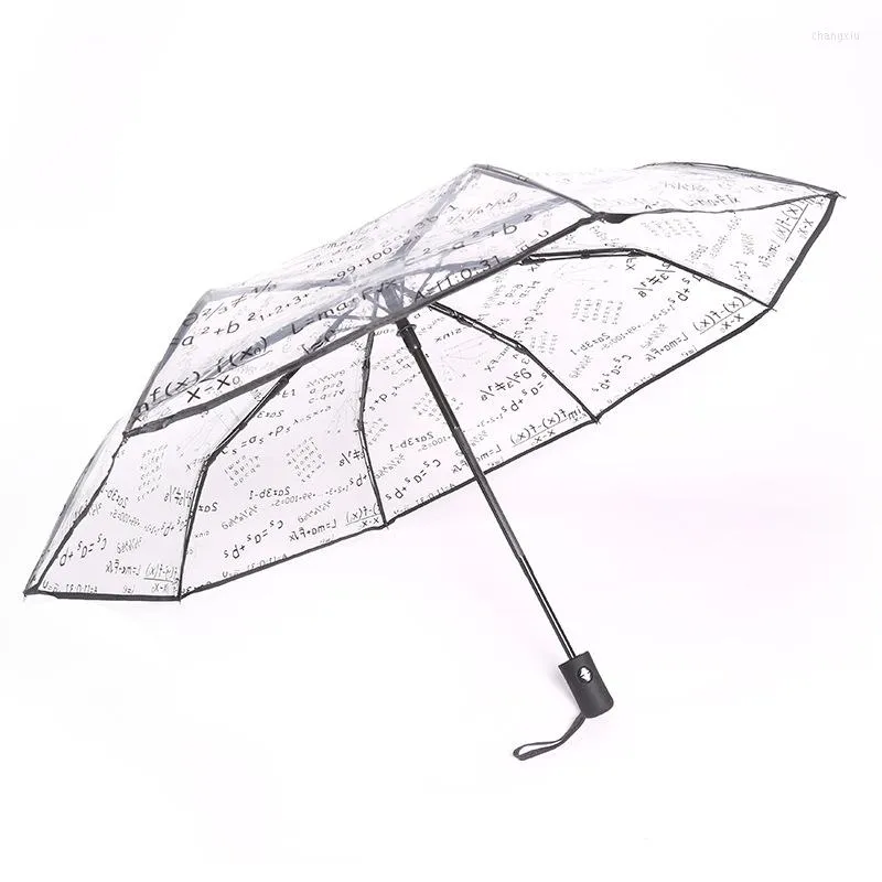 Paraplu's Automatische paraplu Transparant Opvouwbaar voor dames Wiskundige formule Heldere parapluie The Sun Girls Parasol