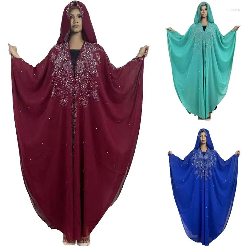 Ethnic Clothing Muslim Kaftan Abaya Dress Women Dubai Turkish Chiffon Party Dresses Elegant Evening Gown African Boubou 2 Piece Outfit Open