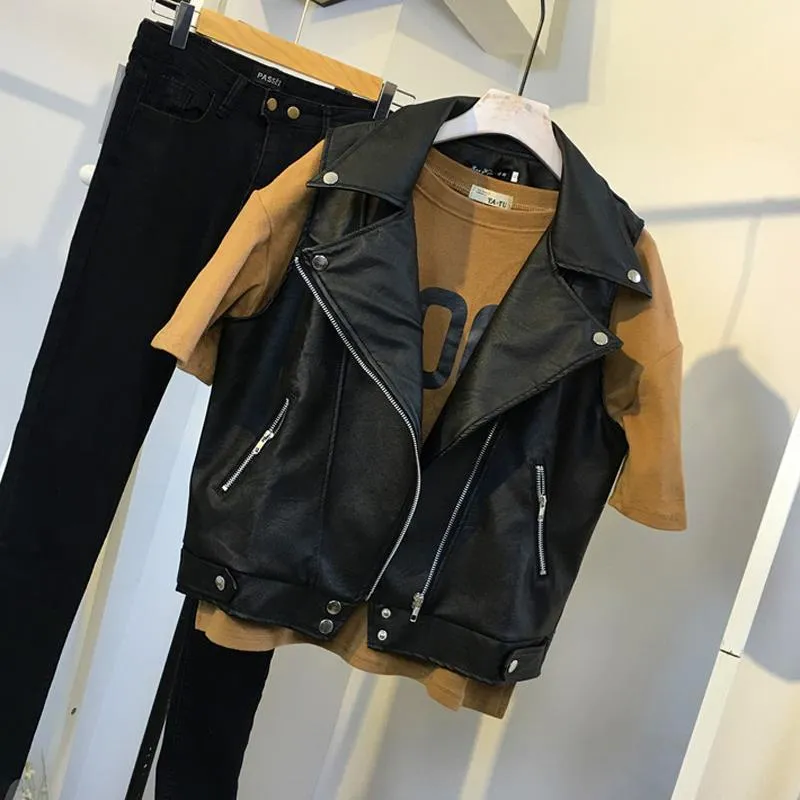 Damen Westen Damen Schwarz Vintage Kunstleder Weste Damen Kunstleder Fahrrad Weste Damen Reißverschluss Herbst Ärmellos Jacke Gürtel G176 230329