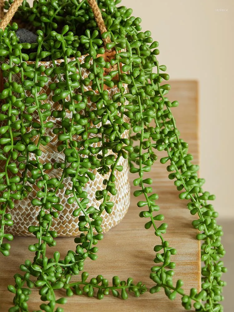 装飾的な花人工多肉植物壁植物ユーカリ植物マンダラポットプラスチックガーランドウェディングホーム装飾ラタン