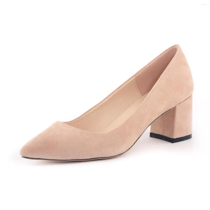 Dress Shoes Plus Size Women 5cm Thick High Heels Elegant Wedges Office Pumps Pointed Toe Girl Wedding 0689-1VE