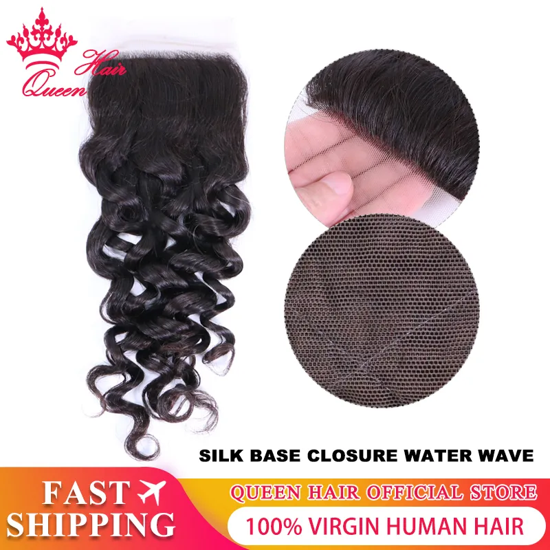 Silk Base Closure Brazilian Virgin Raw Hair Water Wave Silk Closure 100% Human Hair Pre Plucked Natural Hairline 8 10 12 in stock Queen Hair Products