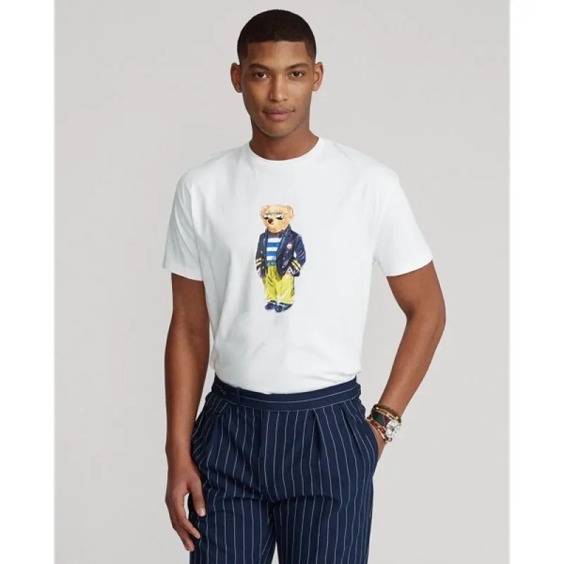 2023S NY POLO SHIRT Fashion Men's Beach Holiday Print Little Bear Cotton Casual T-Shirt S-3XL