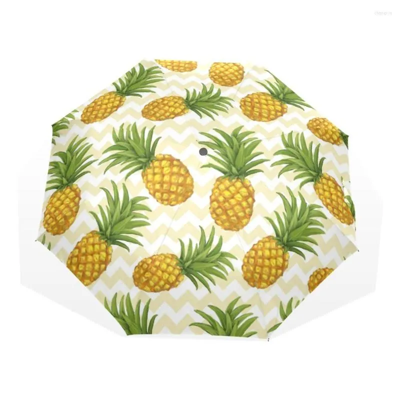 Parapluies enfants cadeaux belle impression de fruits pliant enfants parapluie pluie femmes automatique jaune ananas