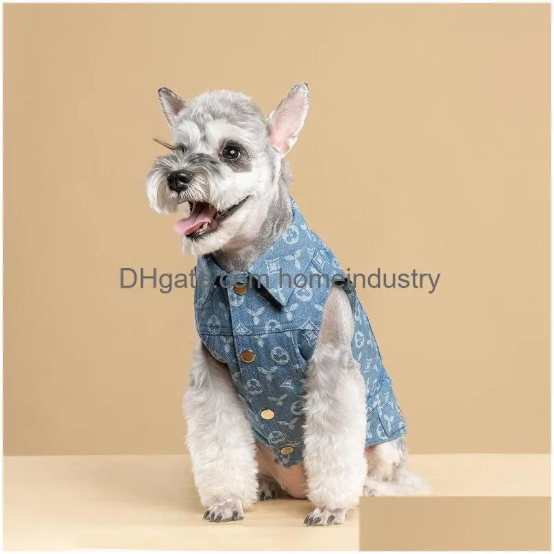 Dog Apparel Pet Clothes Dogs Jackets Shirts Accessories Autumn Winter Presbyopia Denim Vests Cats Small And Medium Teddy French Figh Dhu08