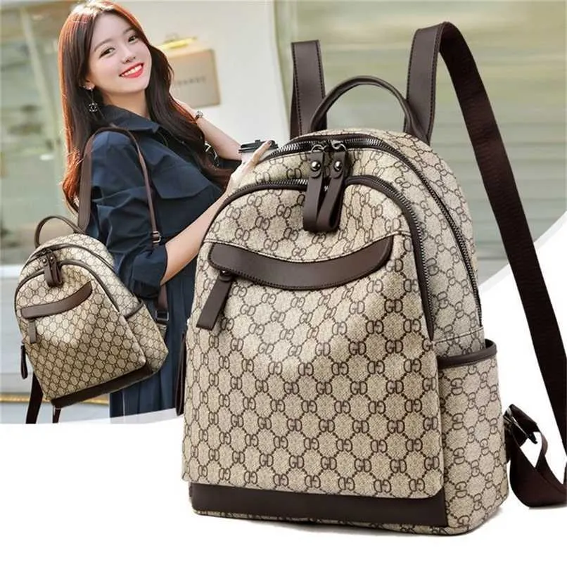 Designer bag womens trendy handbags printed fashion brand Korean version versatile leather simple leisure travel backpack women bags