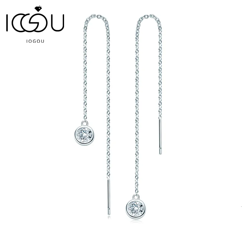 Oreille Manchette IOGOU Charme Bijoux 5mm Ronde Boucles D'oreilles pour les Femmes 925 Sterling Argent Balancent Gland Boucles D'oreilles Vierge Filles Cadeau 230328