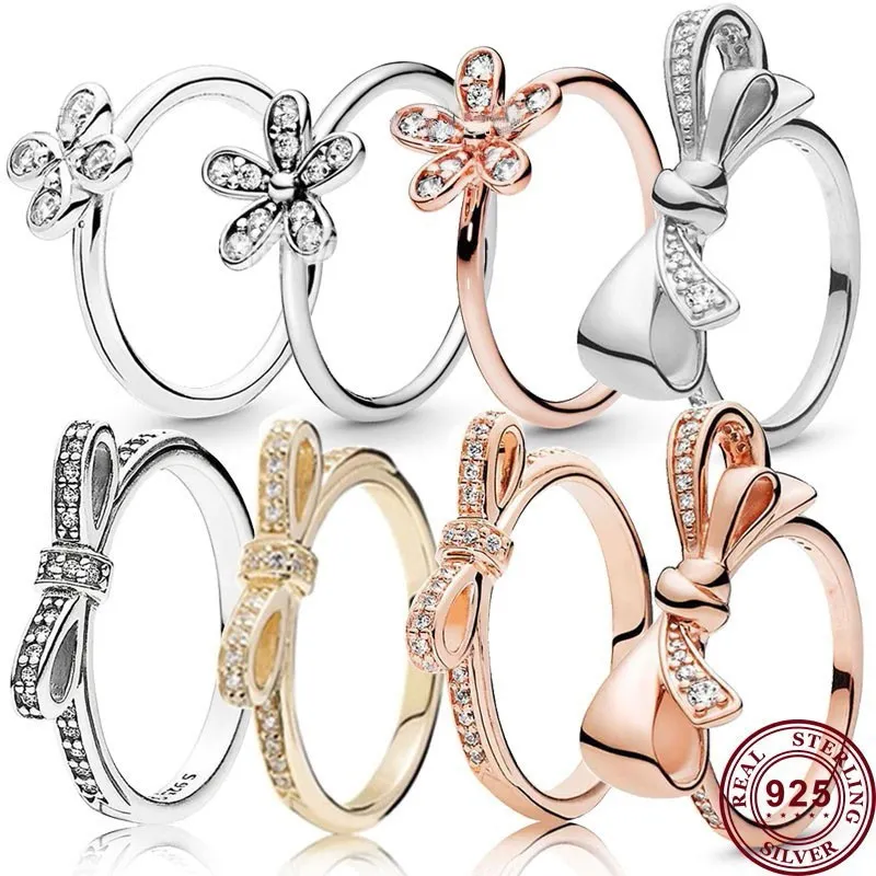 925 سيلفر نساء Fit Pandora Ring الأصلي حلقات أزياء التاج القلبية الرقيقة اللامعة اللامع سيدة حلقة زفاف زوجين هدية