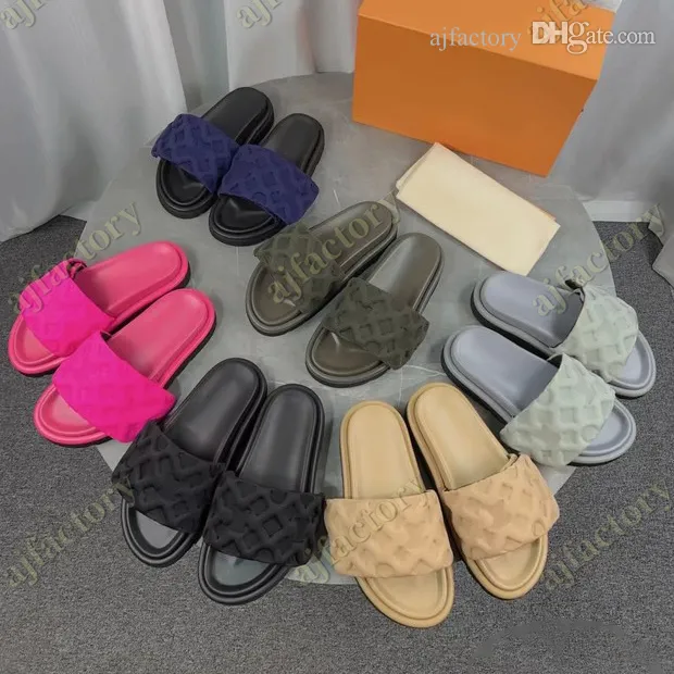 Slipper Designer Slides Women Sandals Pool Poolw Heels Cotton Fabric Straw Slippers Disual For For Spring and Autumn Flat Plat