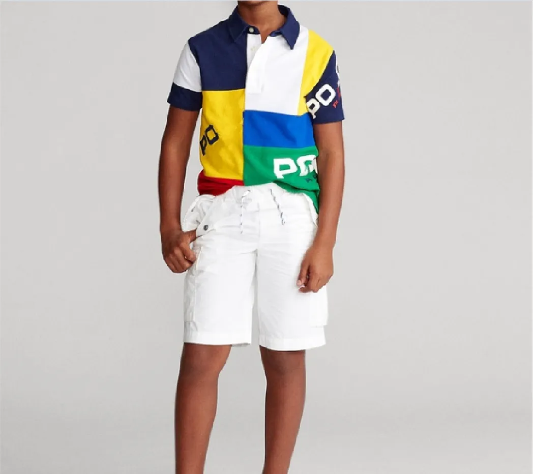 Baumwoll-Kurzarm-Poloshirt. Neues europäisches und amerikanisches T-Shirt mit Stickerei-Buchstaben-Kontrast-Modemarke