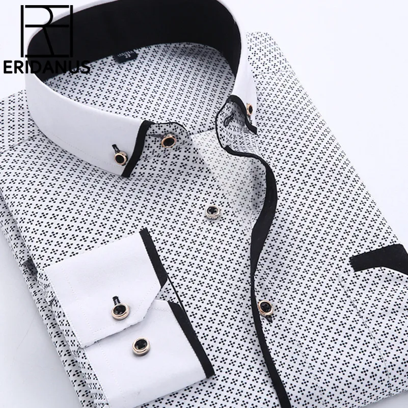 Men's Casual Shirts Big Size 4XL Men Dress Shirt Arrival Long Sleeve Slim Fit Button Down Collar High Quality Printed Business Shirts MCL18 230329