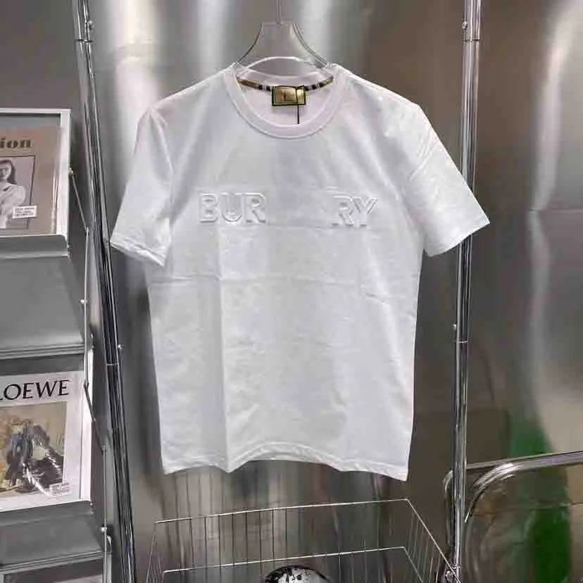 New 23ss Graphic Tee Designer da uomo burberrry Camicie Girocollo Manica corta Felpa Lettera timbro in acciaio in rilievo Cotone Oversize da donna da uomo tee