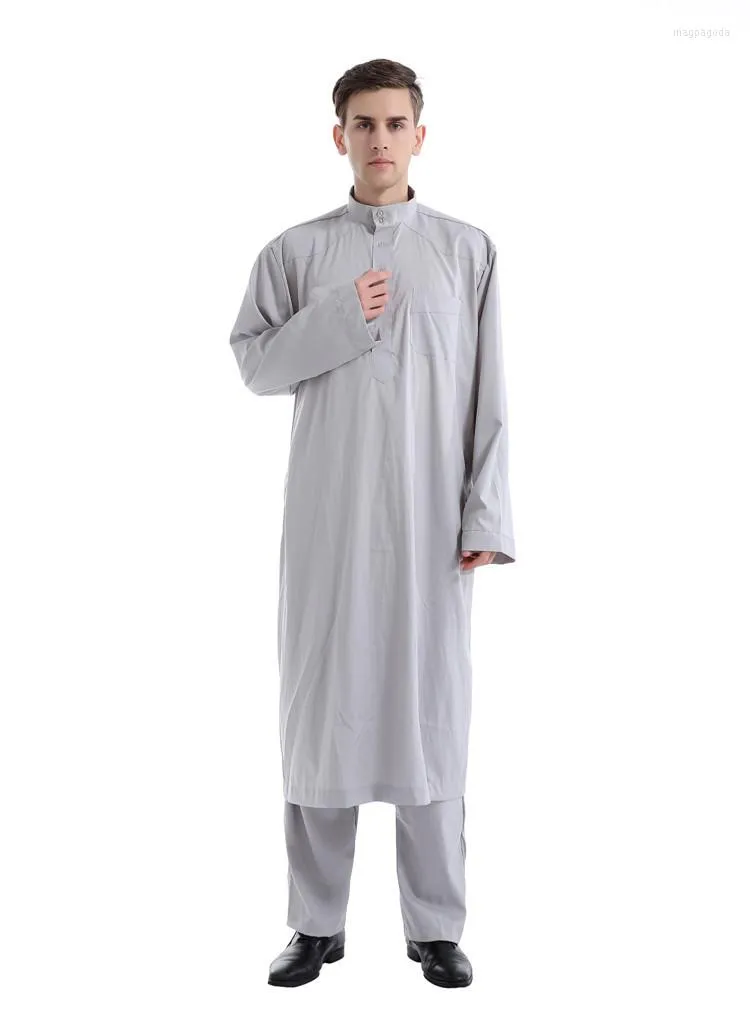 Roupas étnicas manto muçulmano homens árabes thobe ramadã trajes 2 peças